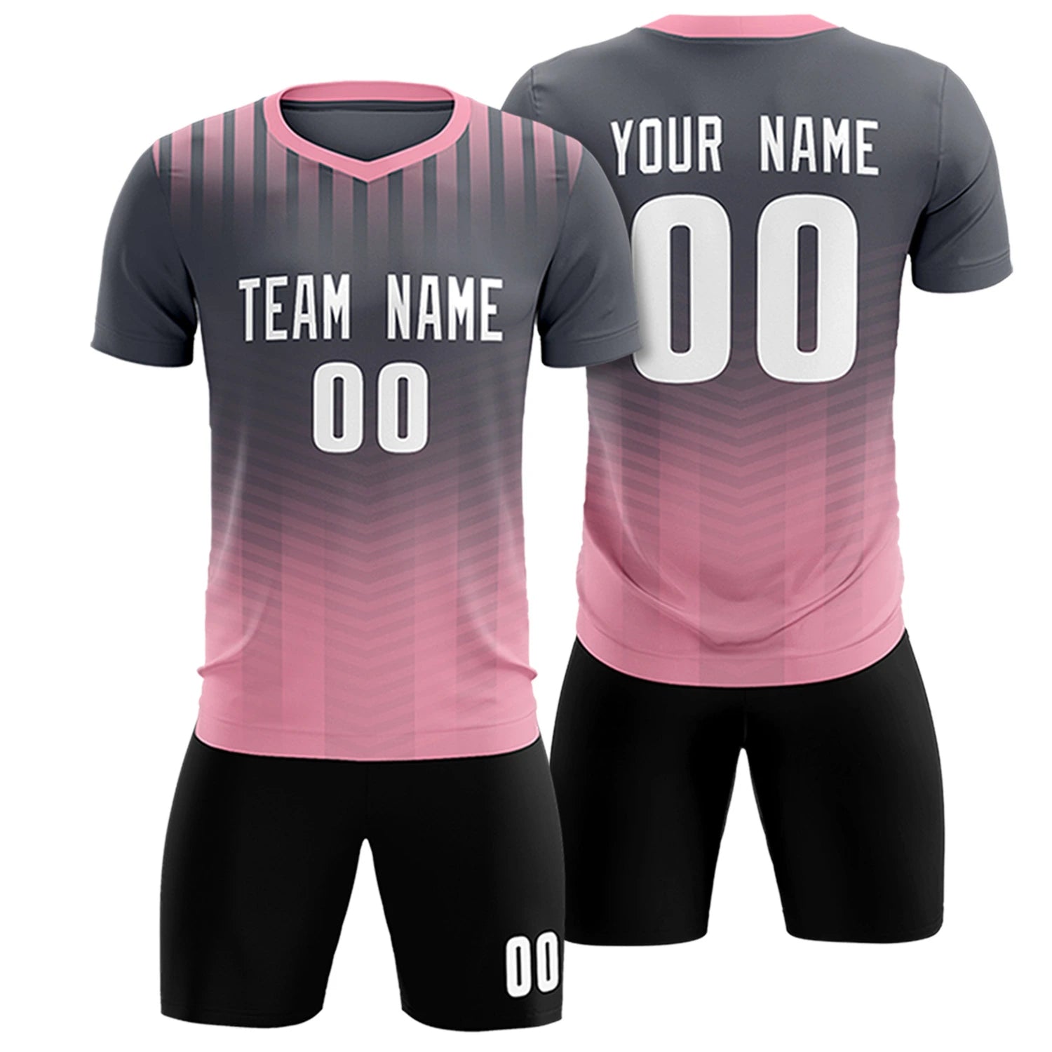 Custom Gray Light Pink Soft Training Uniform Soccer Sets Jersey