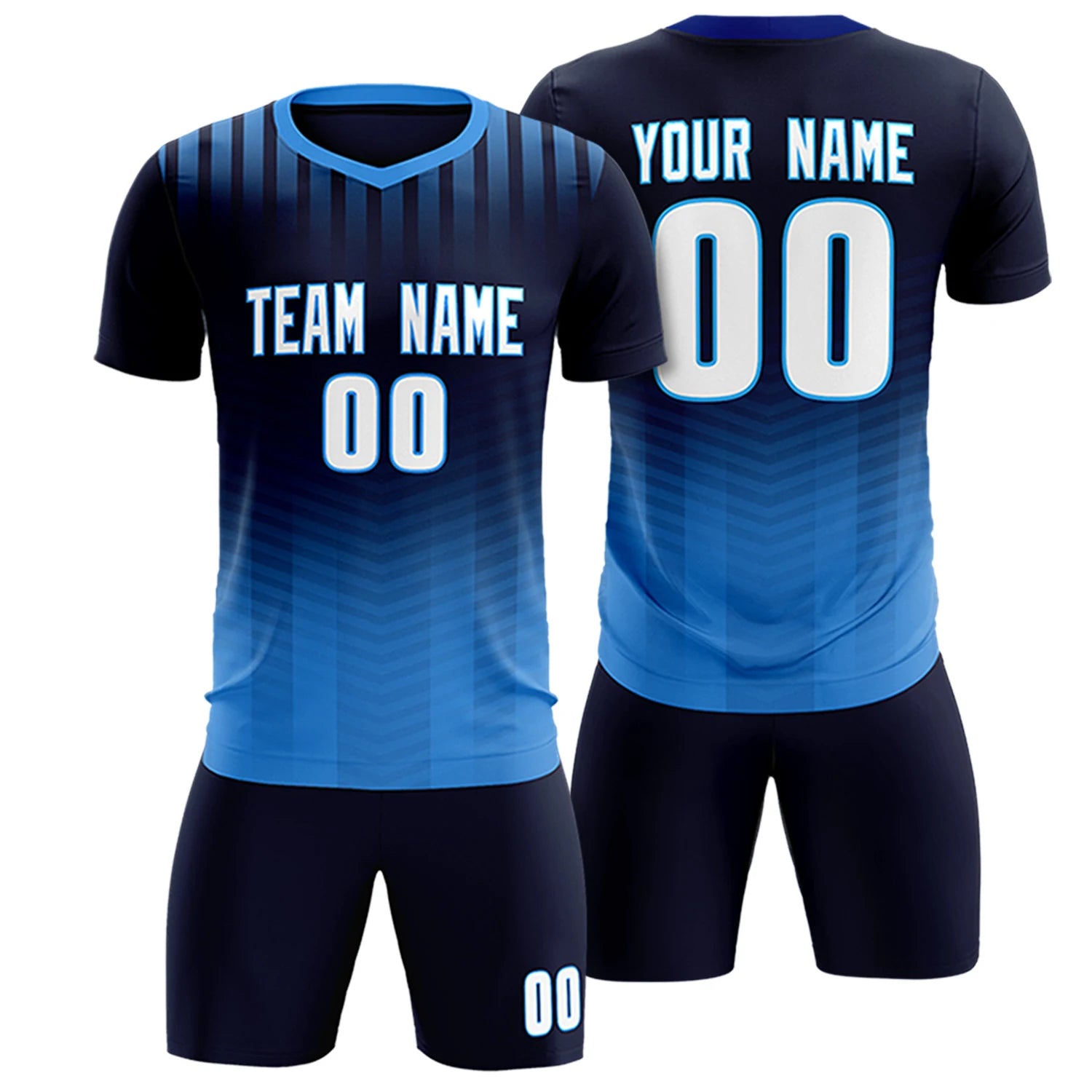 Custom Royal Blue Powder Blue Soft Training Uniform Soccer Sets Jersey