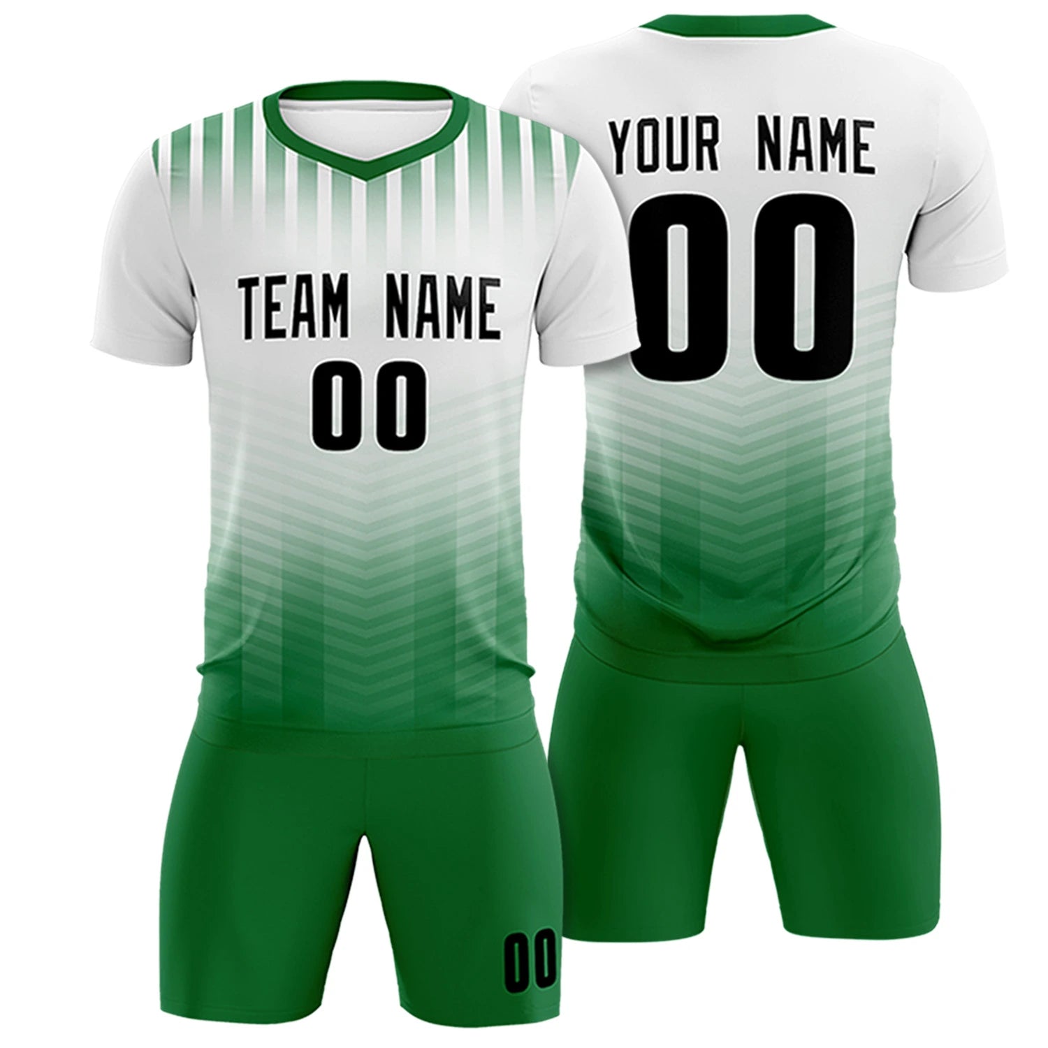 Custom White Kelly Green Soft Training Uniform Soccer Sets Jersey