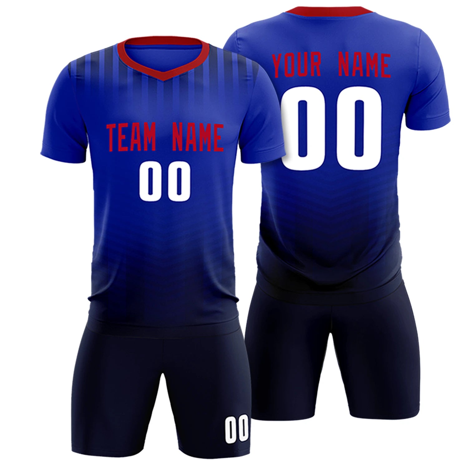 Custom Red Royal Blue Soft Training Uniform Soccer Sets Jersey