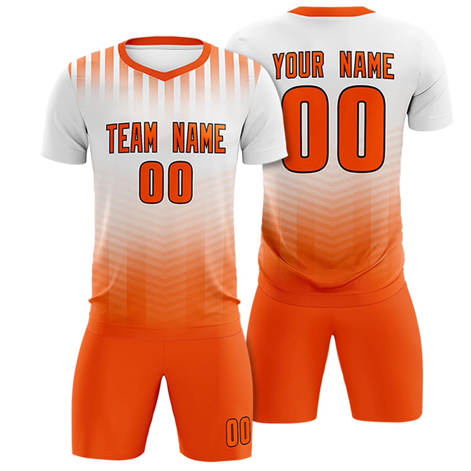 Custom White Orange Soft Training Uniform Soccer Sets Jersey