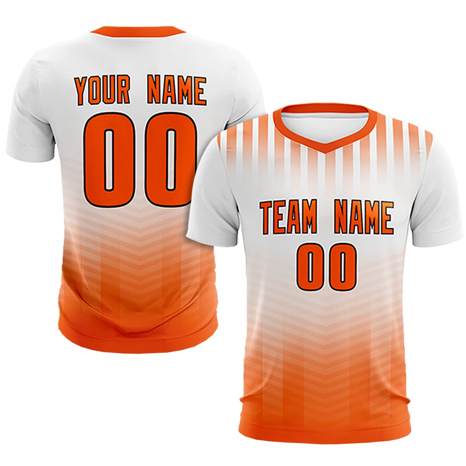 Custom White Orange Soft Training Uniform Soccer Sets Jersey