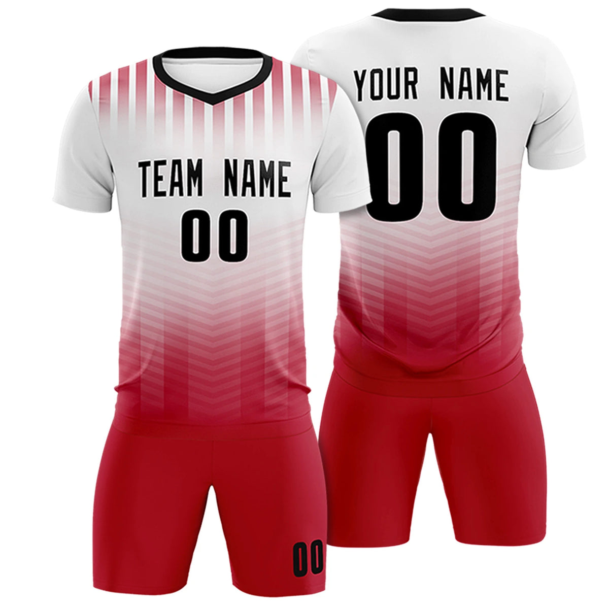 Custom White Red Soft Training Uniform Soccer Sets Jersey