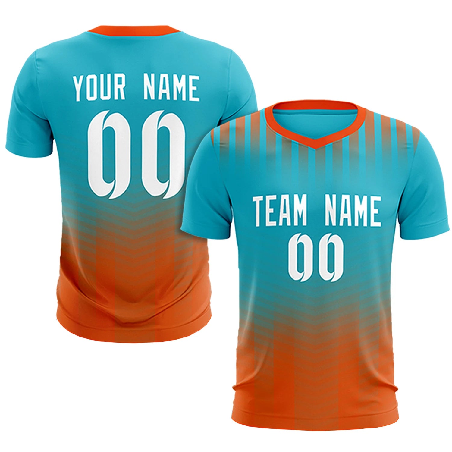 Custom Sky Blue Orange Soft Training Uniform Soccer Sets Jersey