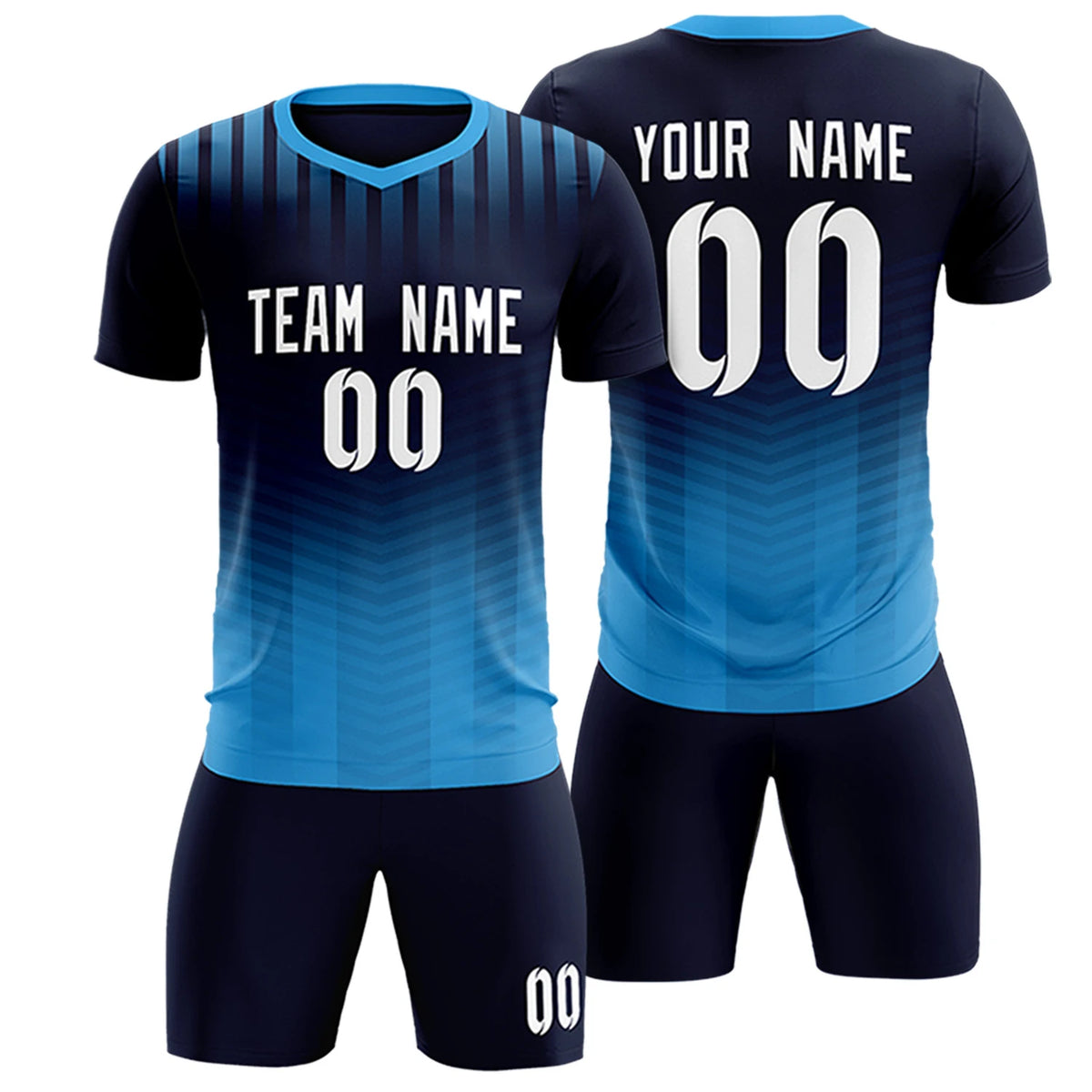 Custom Navy Powder Blue Soft Training Uniform Soccer Sets Jersey
