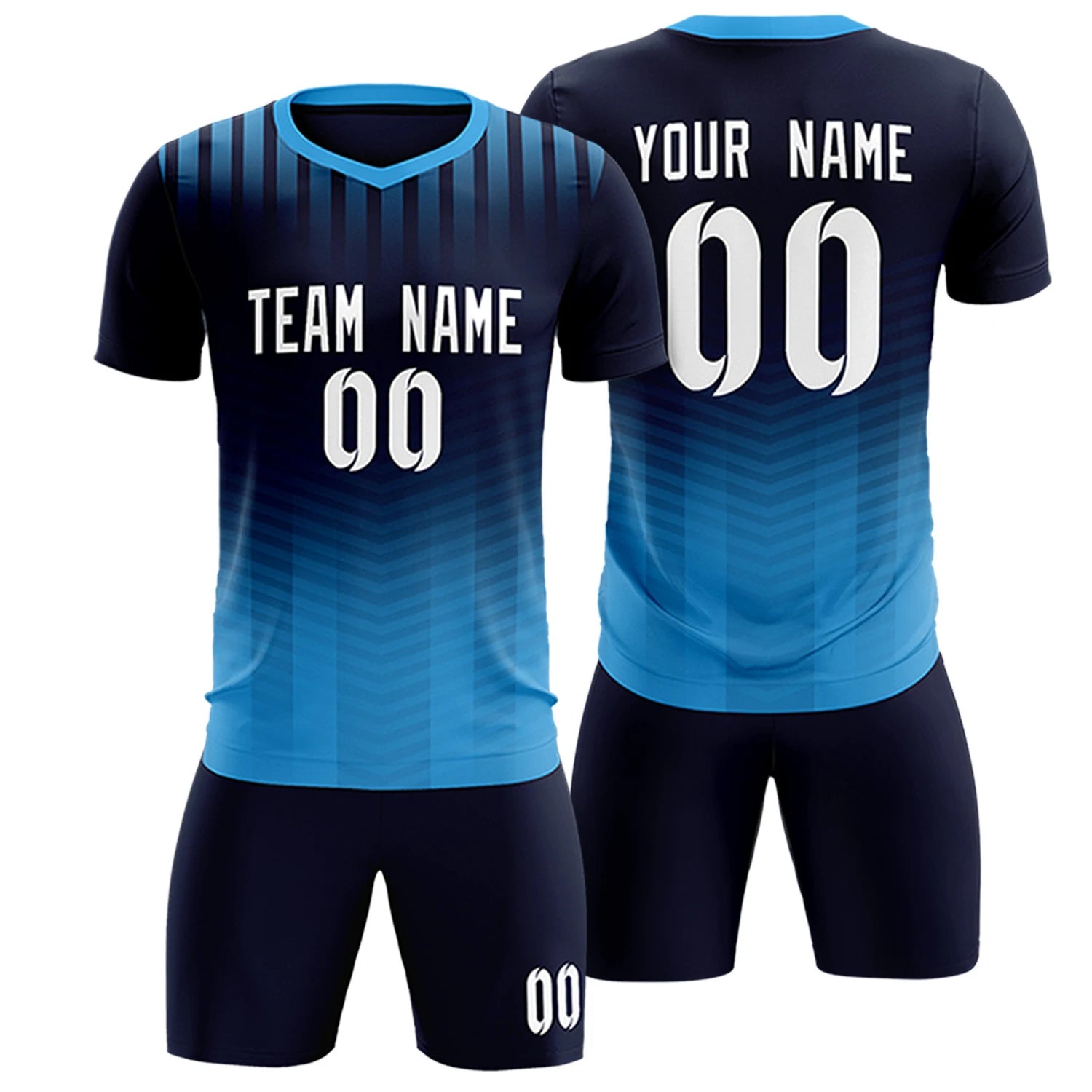 Custom Navy Powder Blue Soft Training Uniform Soccer Sets Jersey