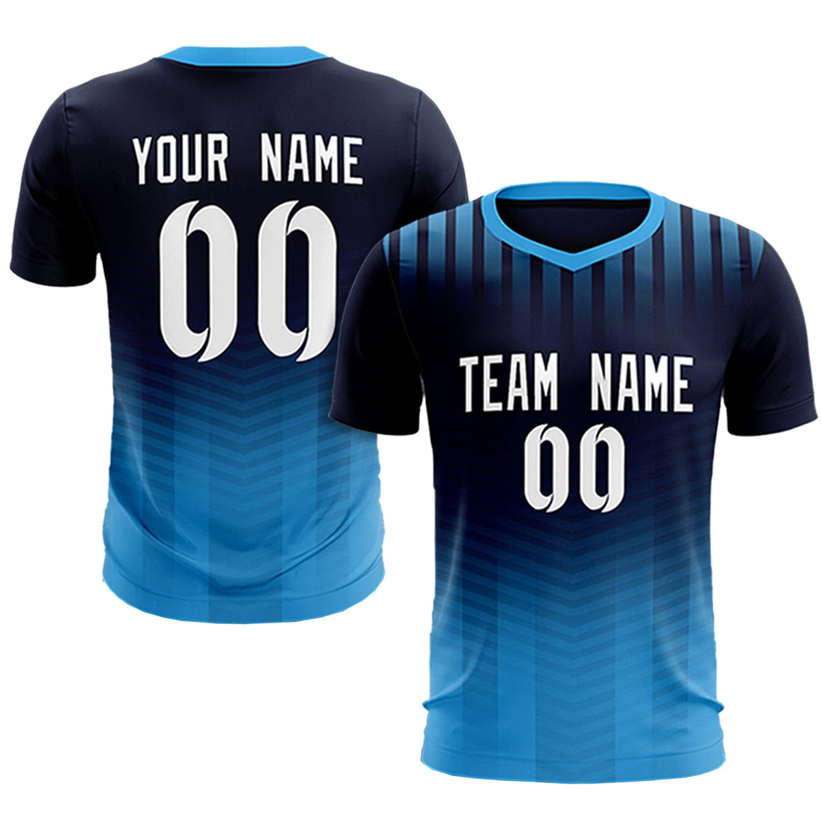 Custom Navy Powder Blue Soft Training Uniform Soccer Sets Jersey