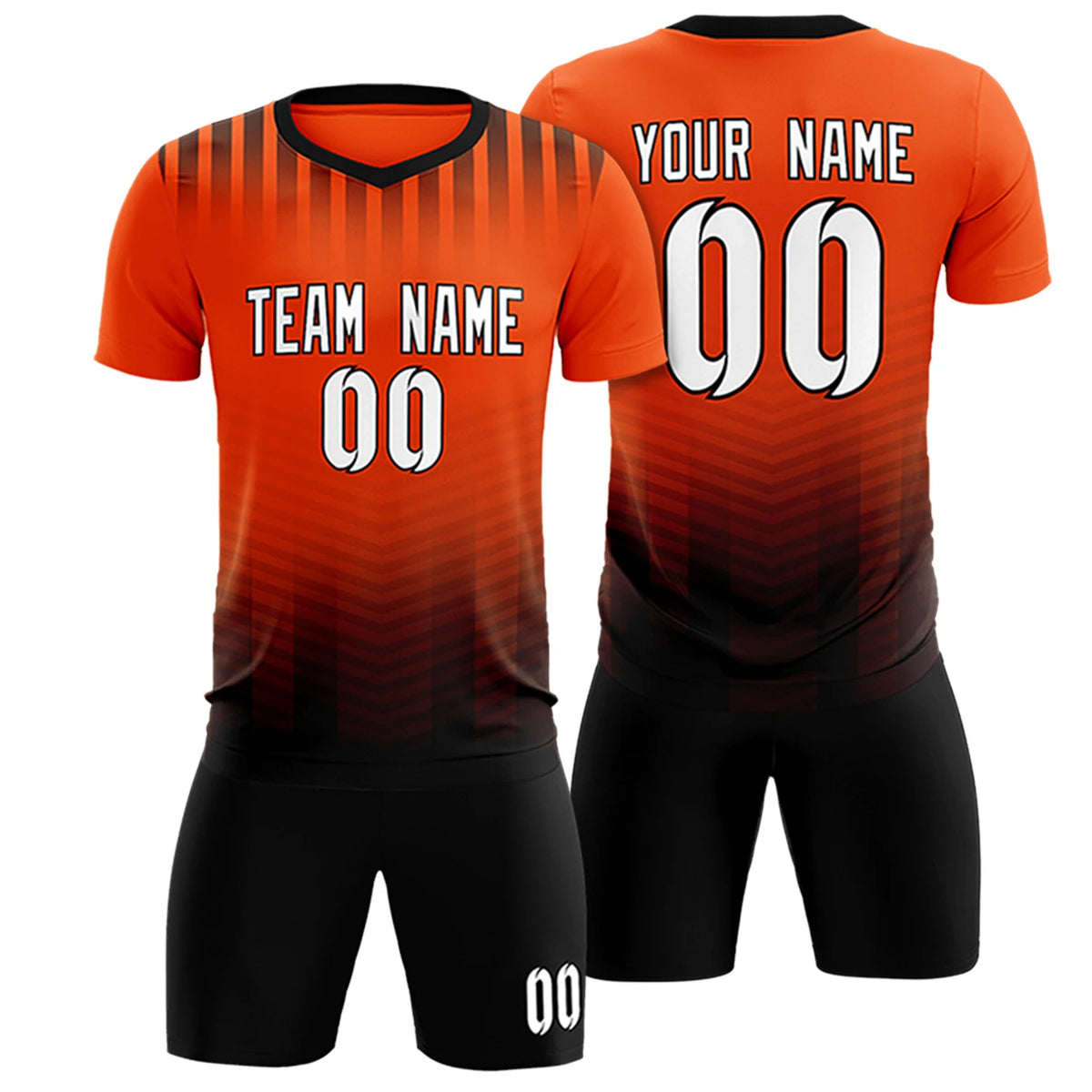 Custom Orange Black Soft Training Uniform Soccer Sets Jersey