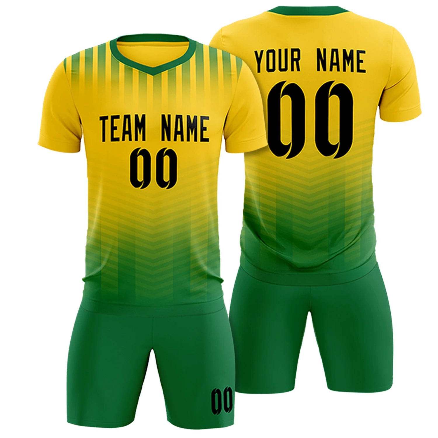 Custom Gold01 Kelly Green Soft Training Uniform Soccer Sets Jersey