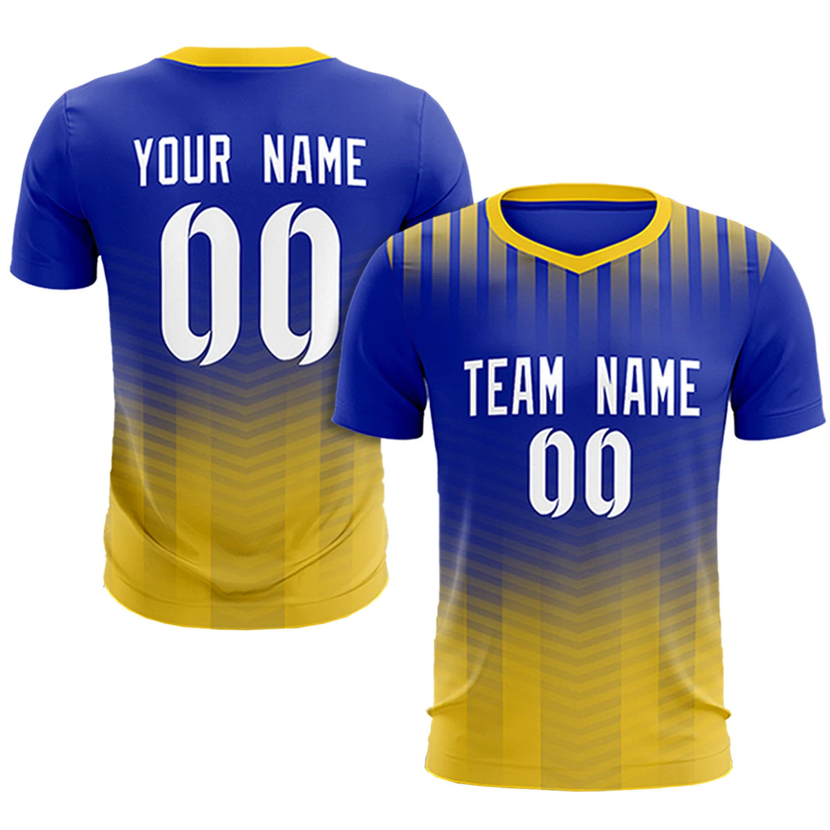 Custom Royal Blue Gold01 Soft Training Uniform Soccer Sets Jersey