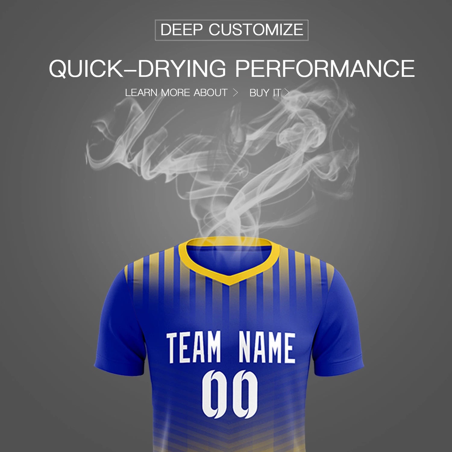 Custom Royal Blue Gold01 Soft Training Uniform Soccer Sets Jersey