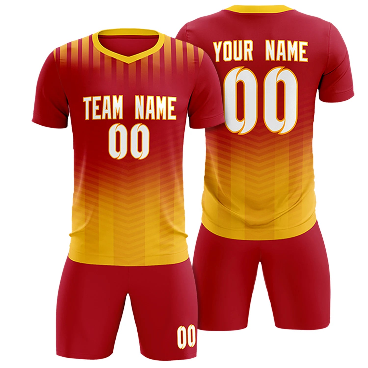 Custom Red Gold01 Soft Training Uniform Soccer Sets Jersey