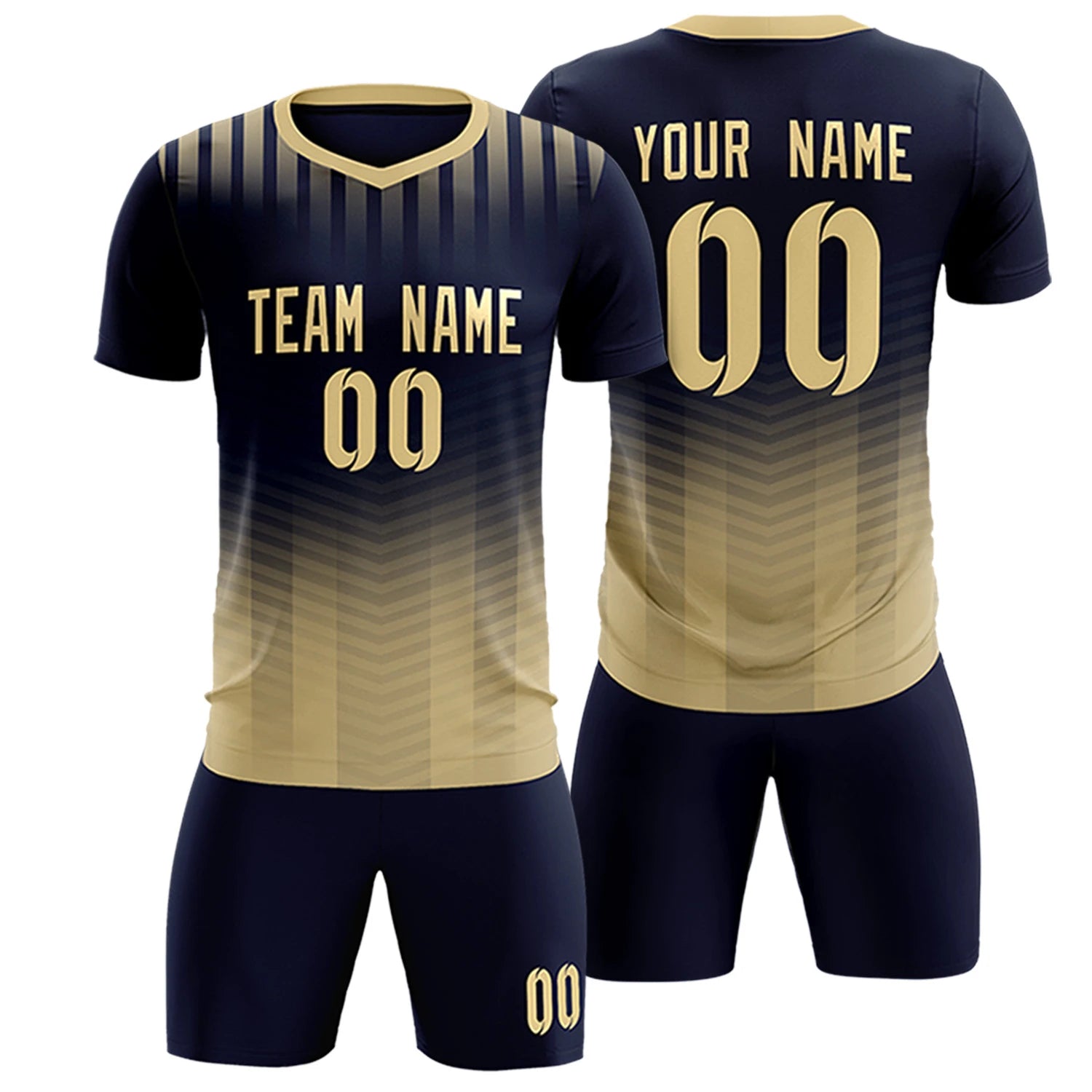 Custom Navy Khaki Soft Training Uniform Soccer Sets Jersey