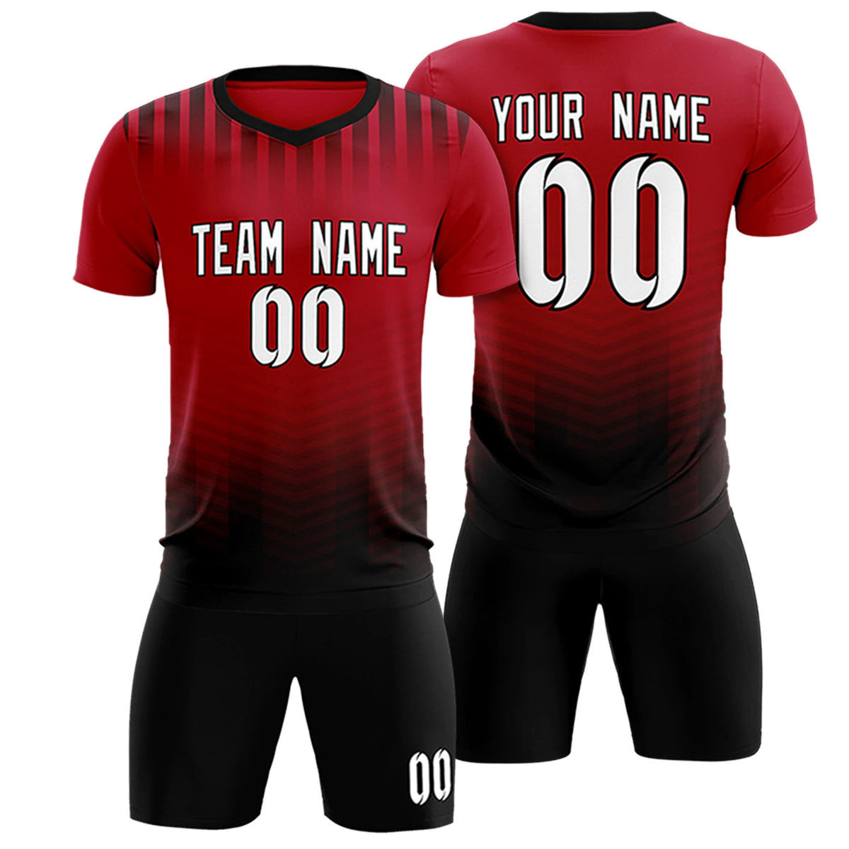 Custom Red Black Soft Training Uniform Soccer Sets Jersey
