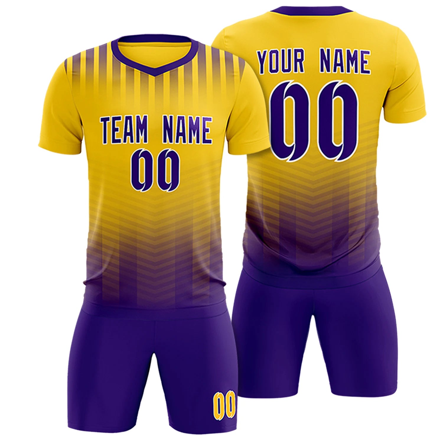 Custom Yellow Purple Soft Training Uniform Soccer Sets Jersey