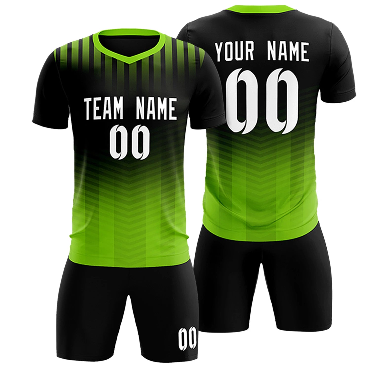 Custom Black Neon Green Soft Training Uniform Soccer Sets Jersey