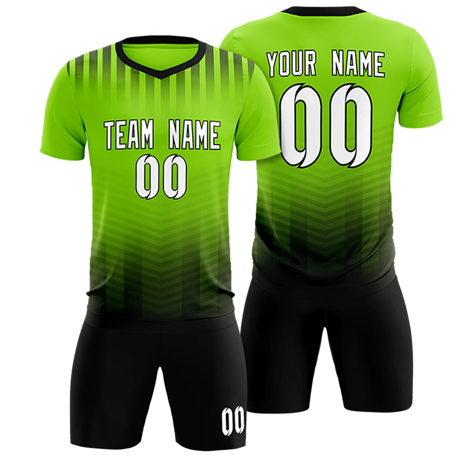 Custom Neon Green Black Soft Training Uniform Soccer Sets Jersey