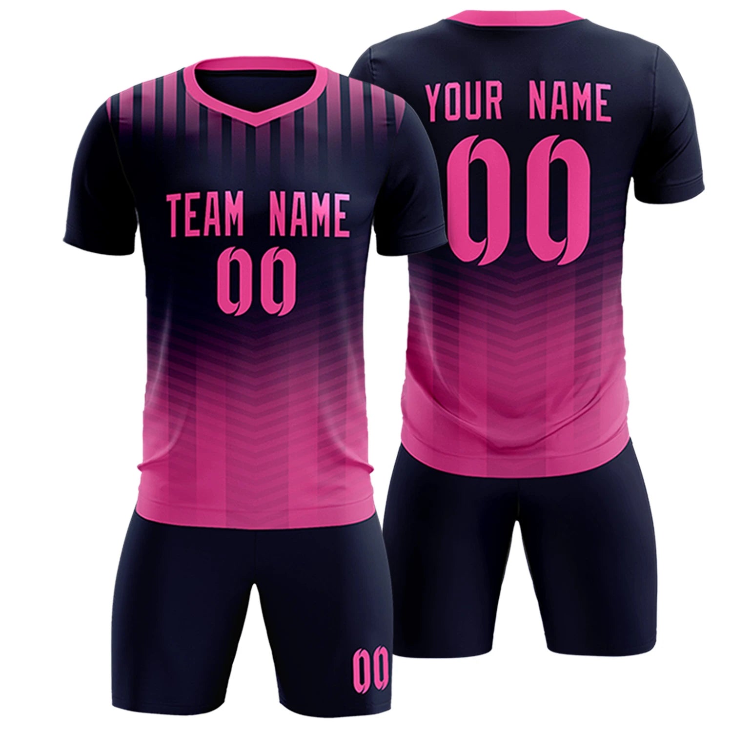 Custom Navy Pink Soft Training Uniform Soccer Sets Jersey