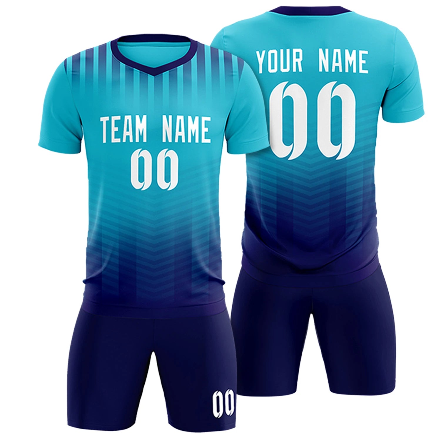 Custom Powder Blue Navy Soft Training Uniform Soccer Sets Jersey