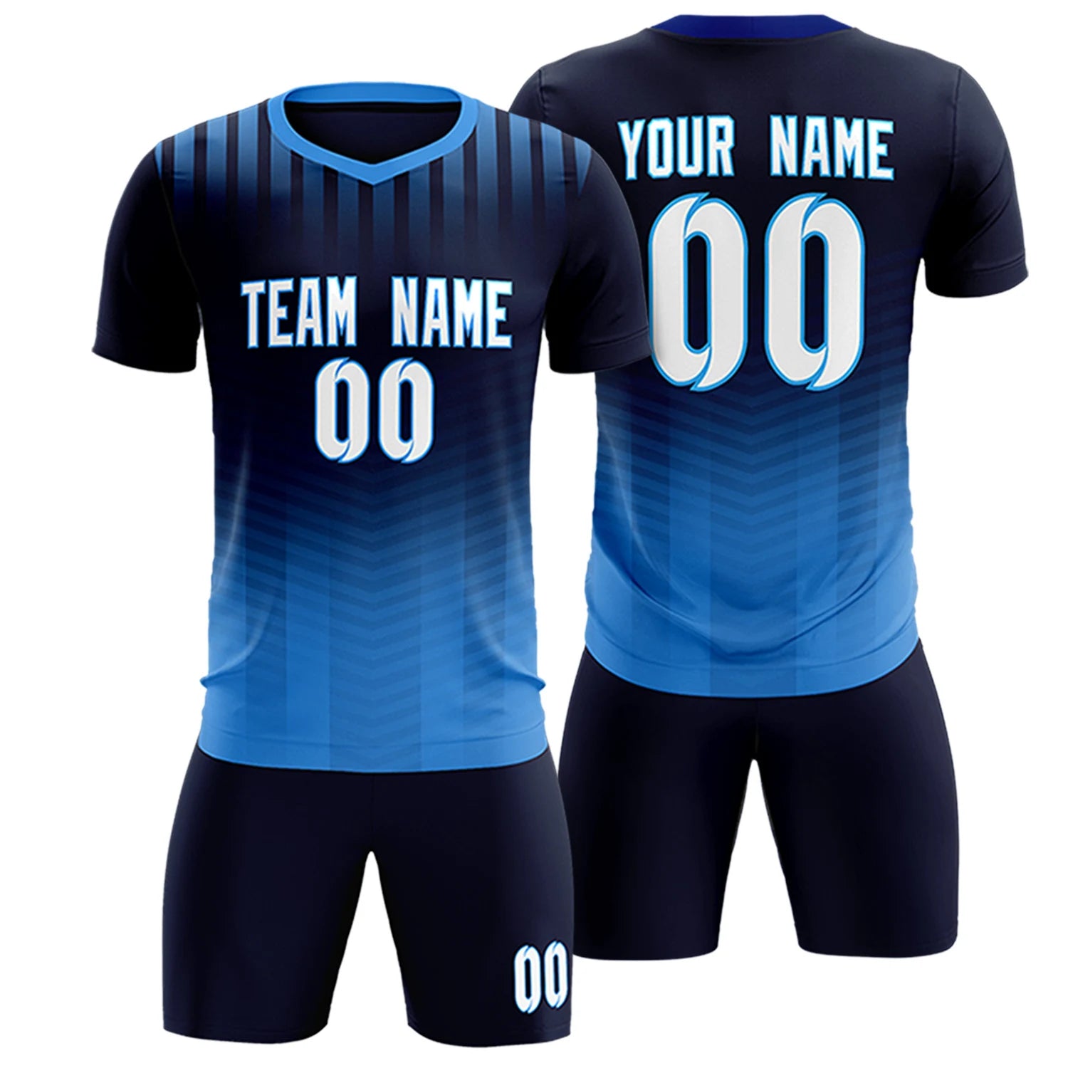 Custom Royal Blue Powder Blue Soft Training Uniform Soccer Sets Jersey