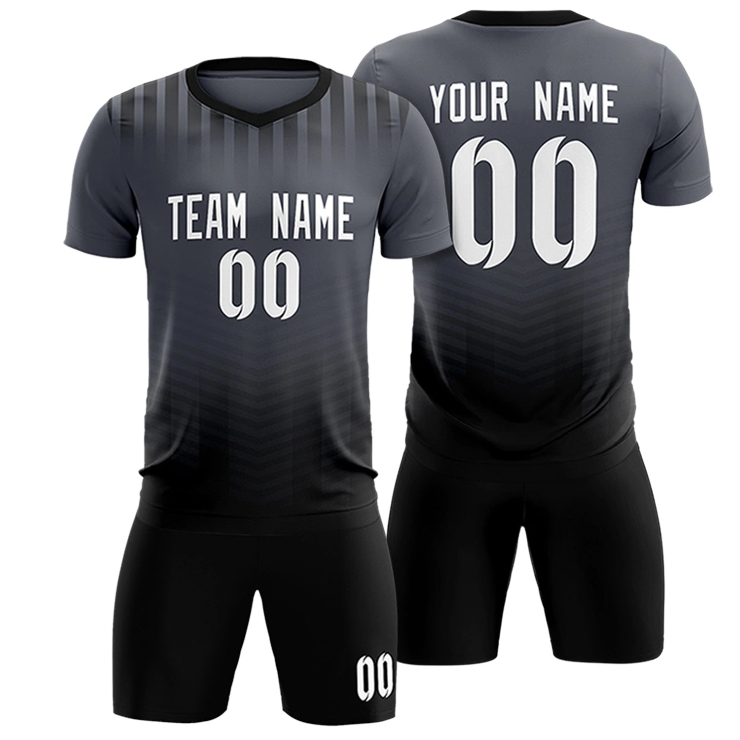 Custom Dark Gray Black Soft Training Uniform Soccer Sets Jersey