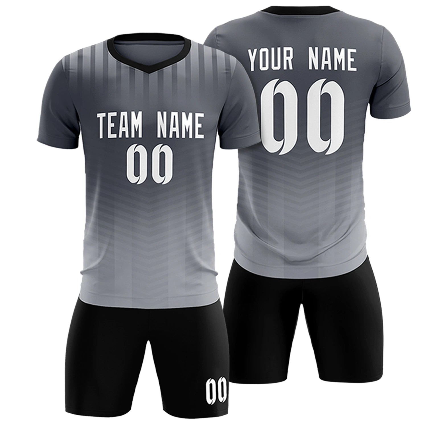 Custom Dark Gray Gray Soft Training Uniform Soccer Sets Jersey