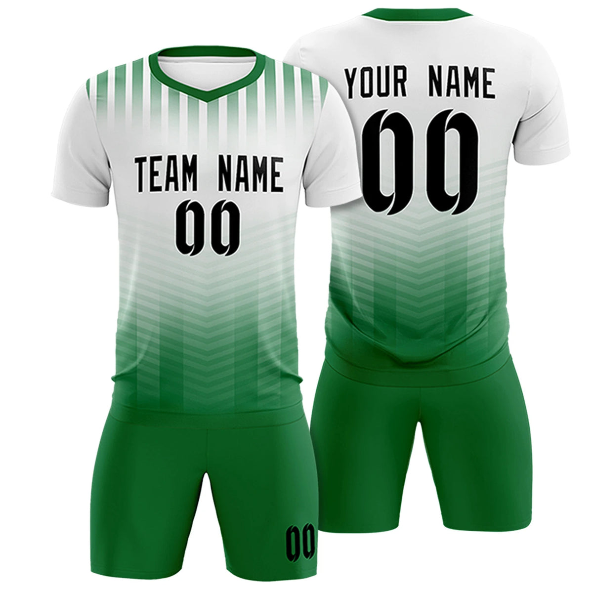 Custom White Kelly Green Soft Training Uniform Soccer Sets Jersey