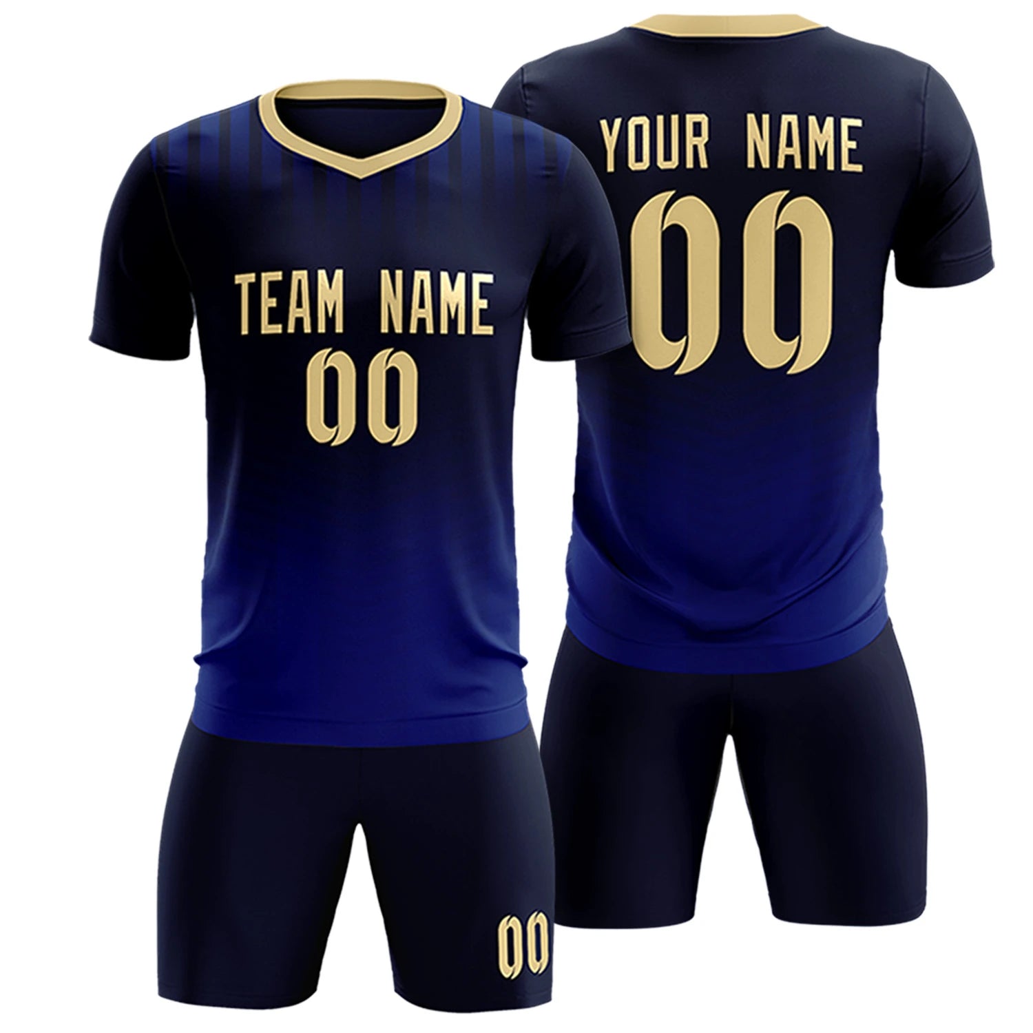 Custom Navy Khaki Soft Training Uniform Soccer Sets Jersey