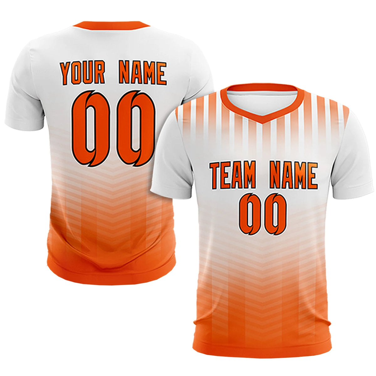 Custom White Orange Soft Training Uniform Soccer Sets Jersey