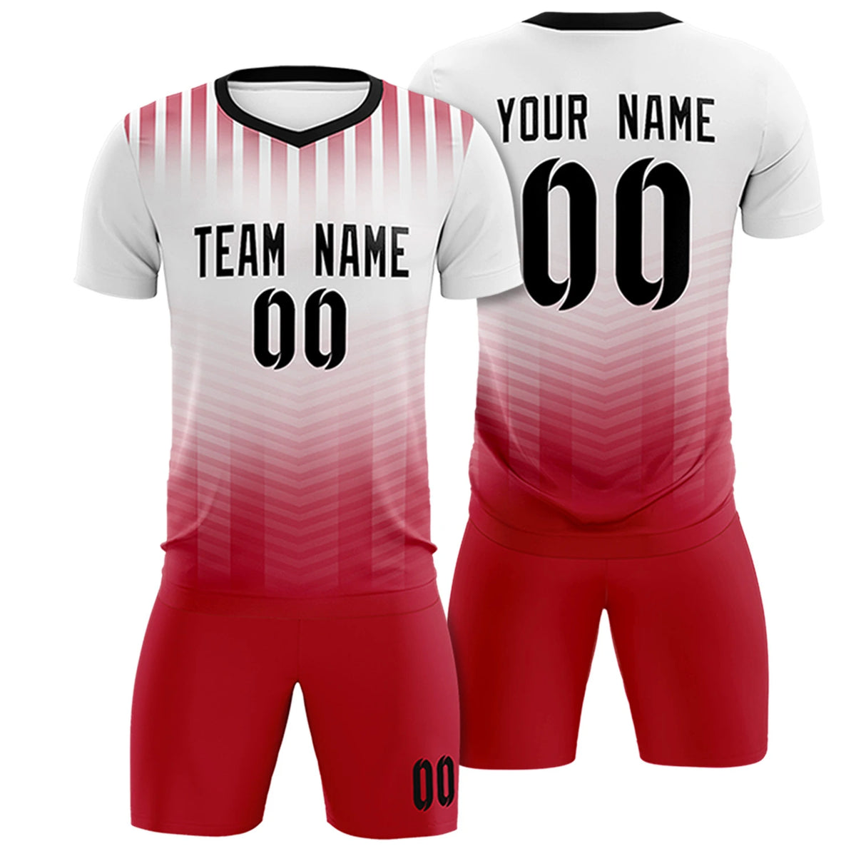Custom White Red Soft Training Uniform Soccer Sets Jersey