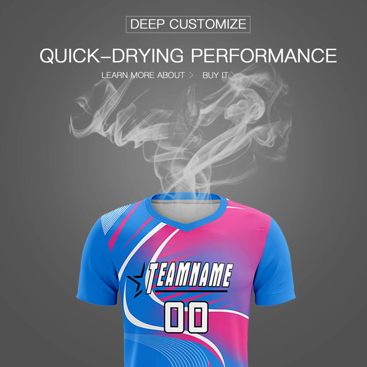 Custom Powder Blue White-Pink Casual Printing Sportswear Soccer Sets Jersey