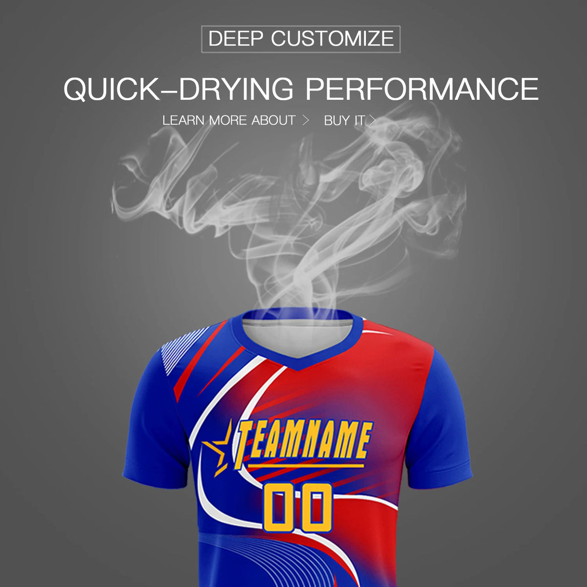 Custom Royal Blue White-Red Casual Printing Sportswear Soccer Sets Jersey