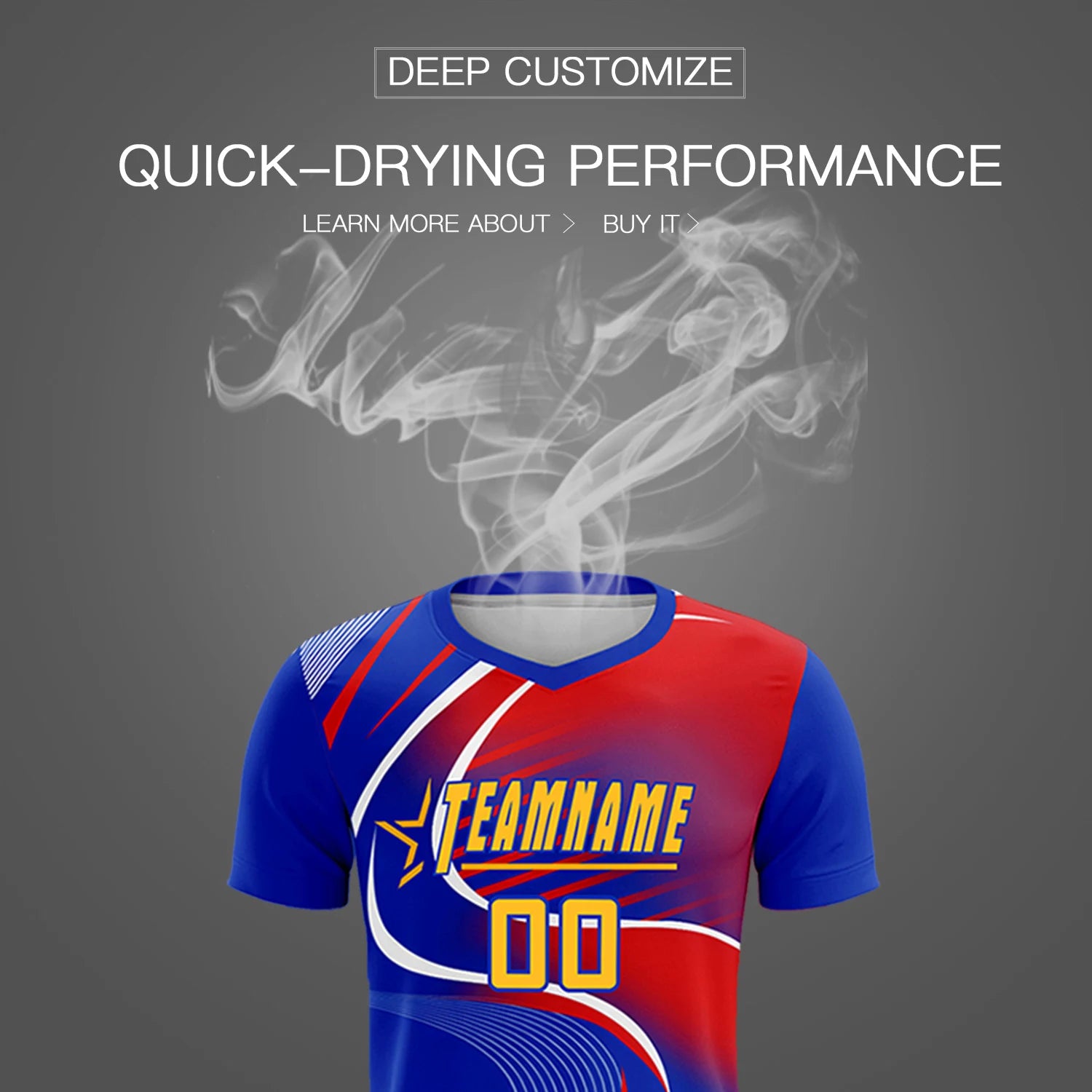 Custom Royal Blue White-Red Casual Printing Sportswear Soccer Sets Jersey