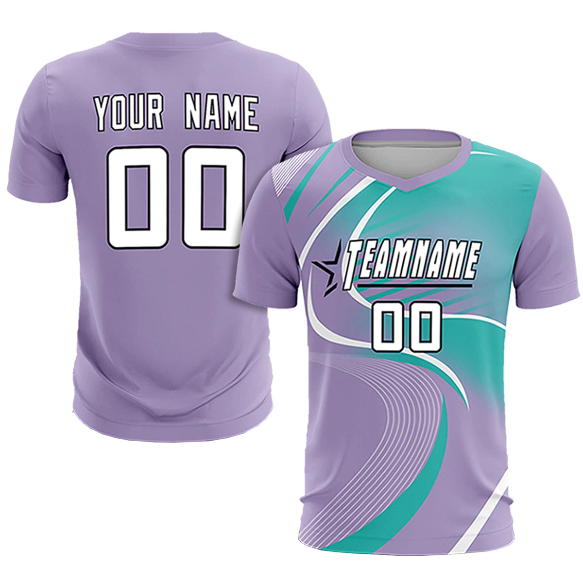 Custom Light Purple White-Bright Green Casual Printing Sportswear Soccer Sets Jersey