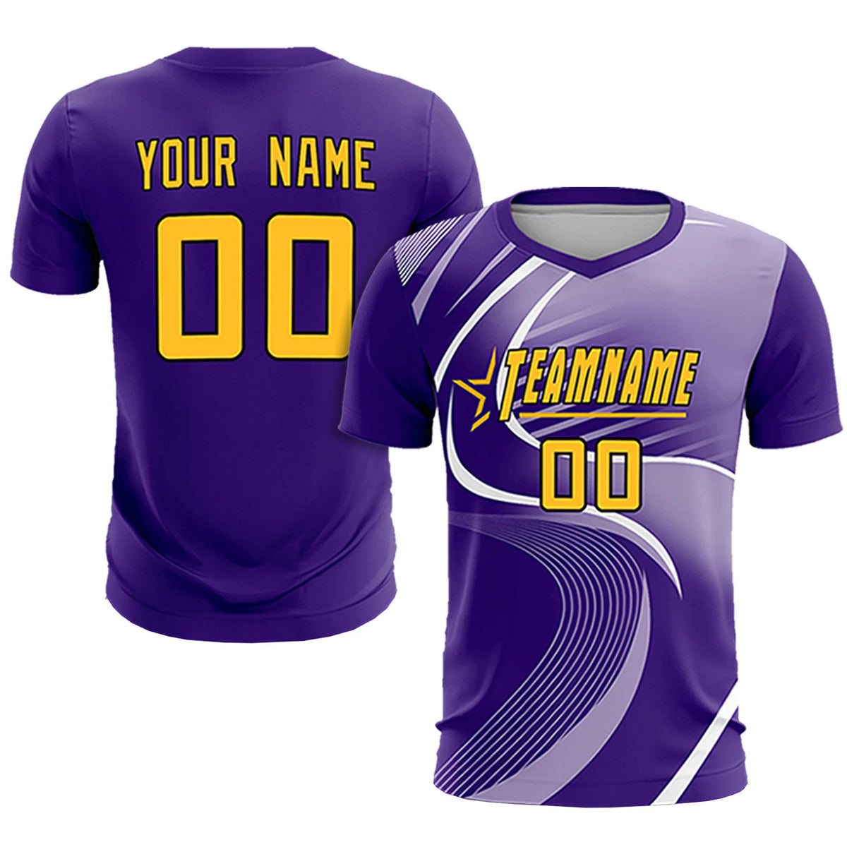 Custom Purple White-Light Purple Casual Printing Sportswear Soccer Sets Jersey
