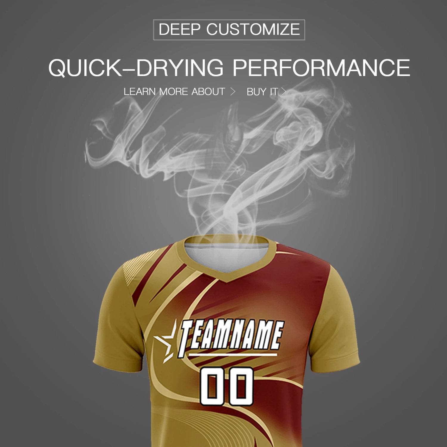 Custom Old Gold Khaki-Crimson Casual Printing Sportswear Soccer Sets Jersey