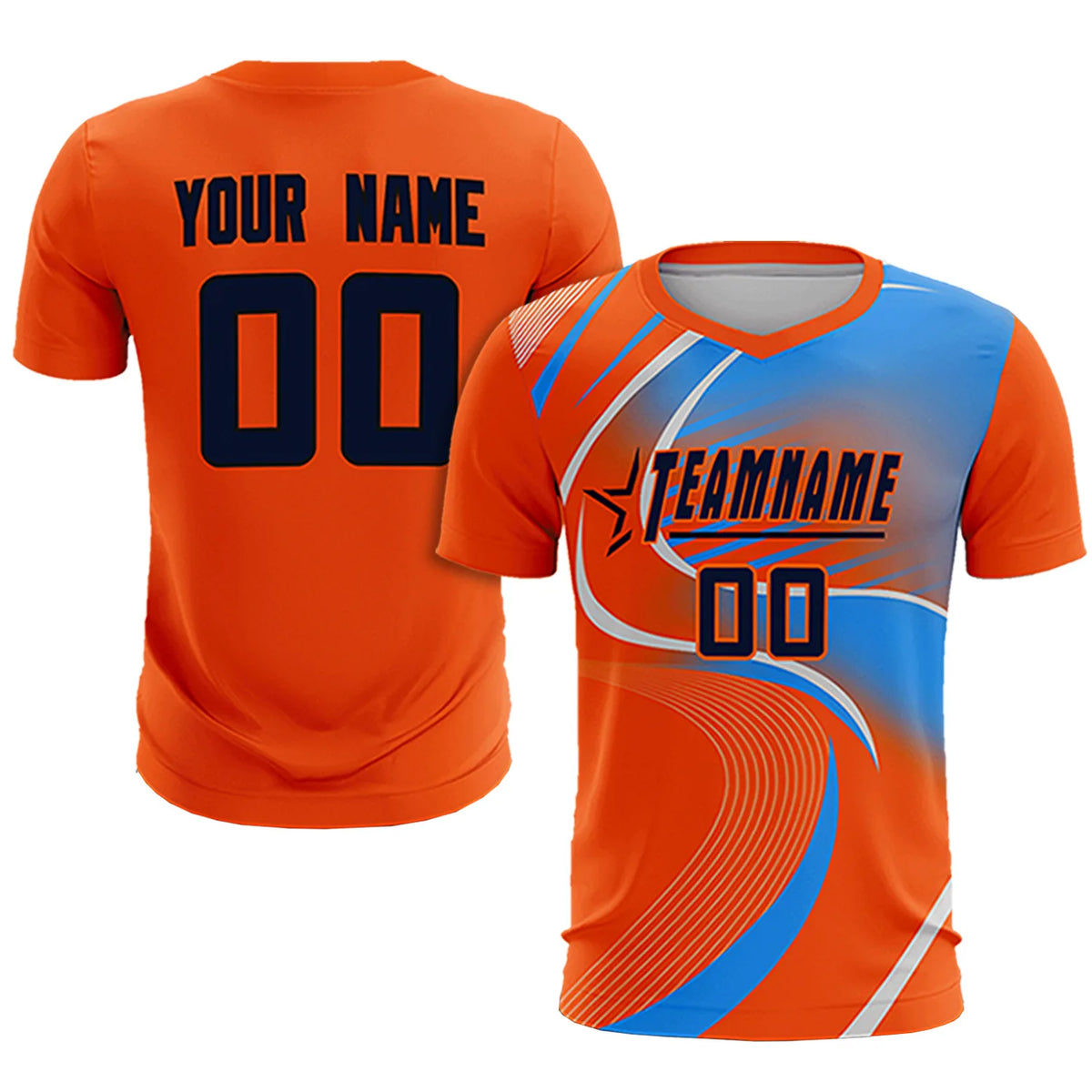Custom Orange Gray-Light Blue Casual Printing Sportswear Soccer Sets Jersey