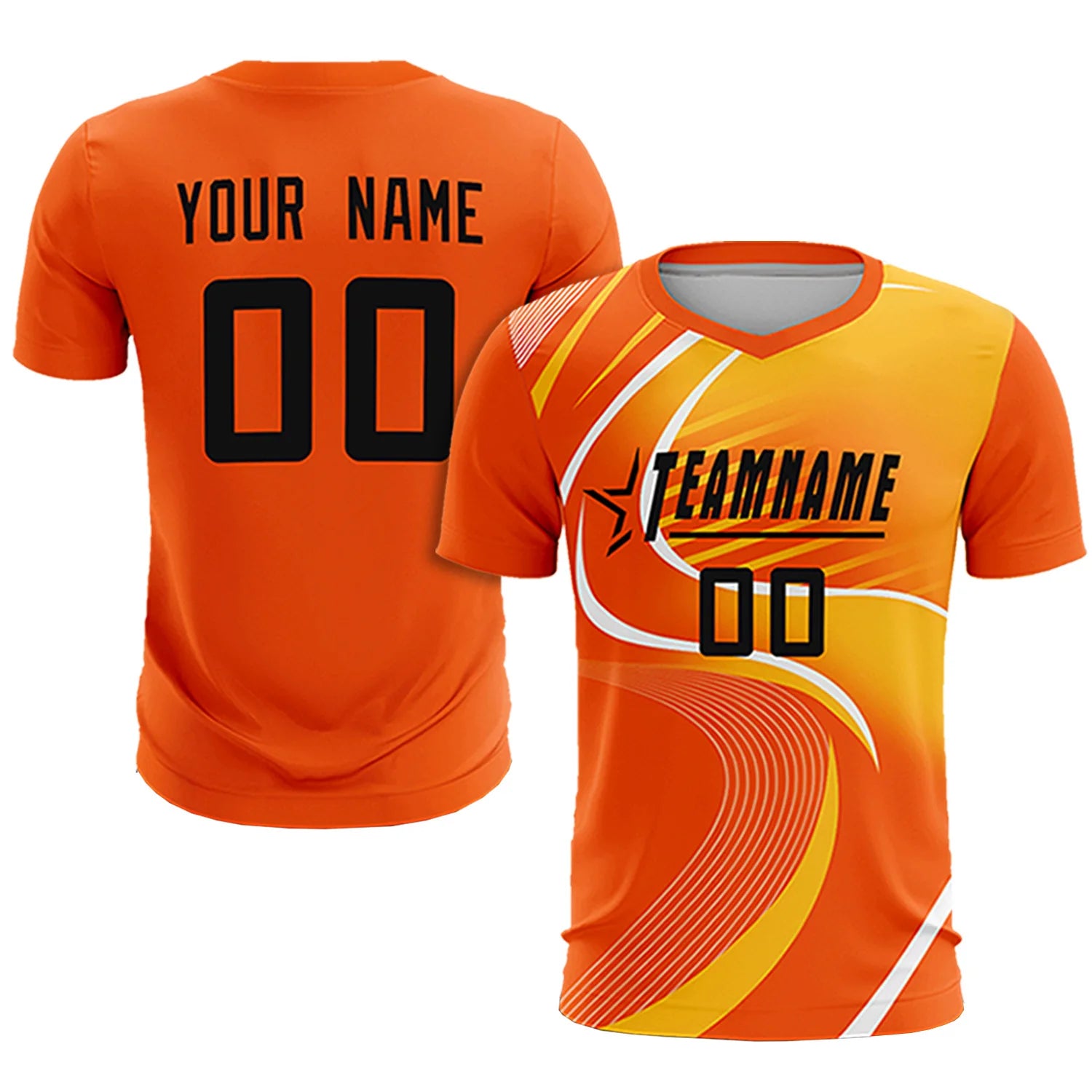 Custom Orange White-Yellow Casual Printing Sportswear Soccer Sets Jersey