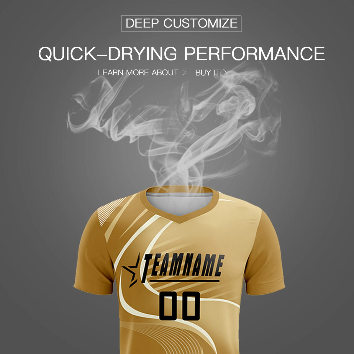 Custom Old Gold Khaki-Khaki Casual Printing Sportswear Soccer Sets Jersey