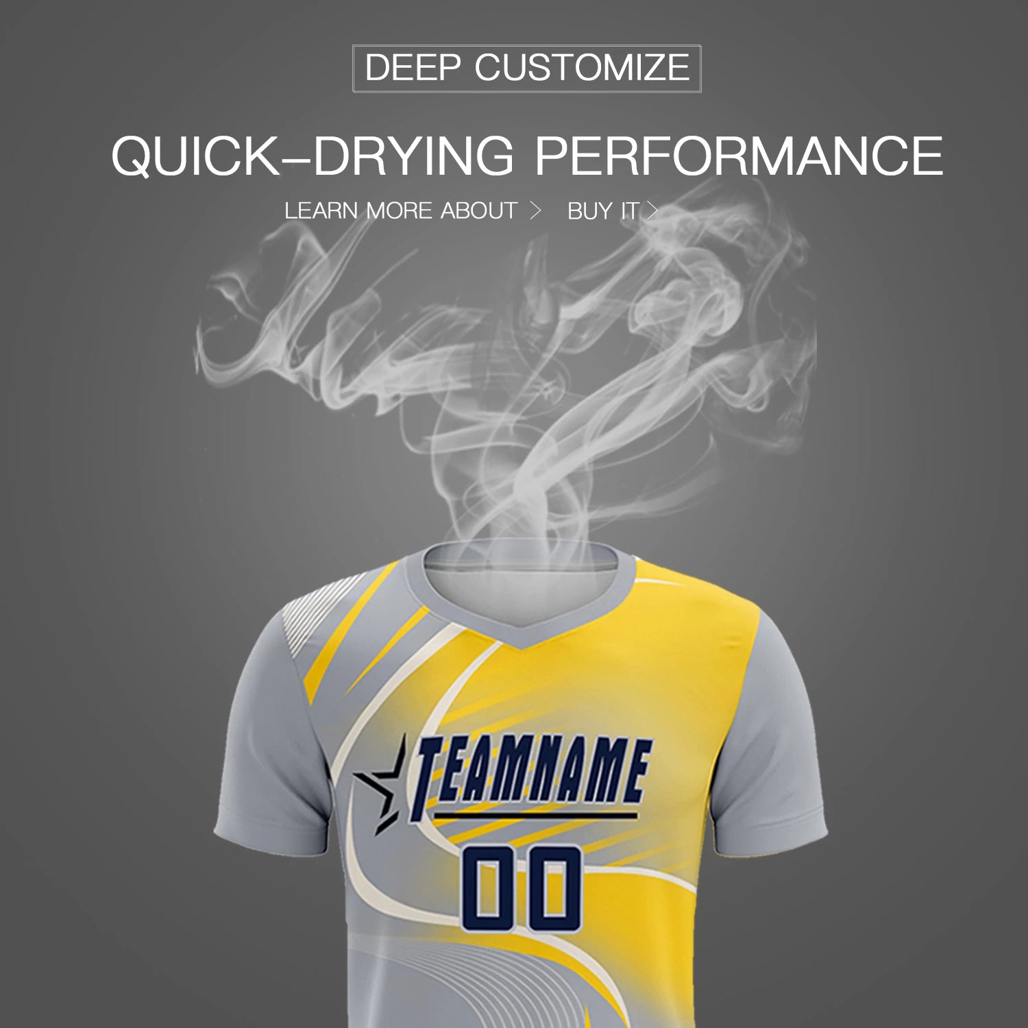 Custom Gray White-Gold01 Casual Printing Sportswear Soccer Sets Jersey