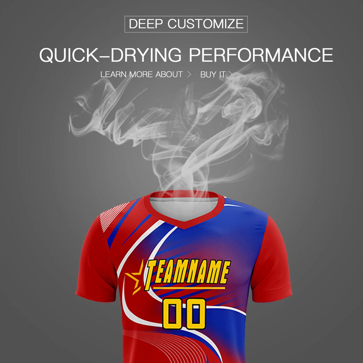 Custom Red White-Royal Blue Casual Printing Sportswear Soccer Sets Jersey