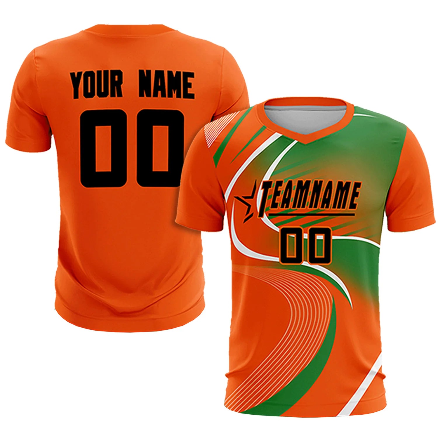 Custom Orange White-Kelly Green Casual Printing Sportswear Soccer Sets Jersey