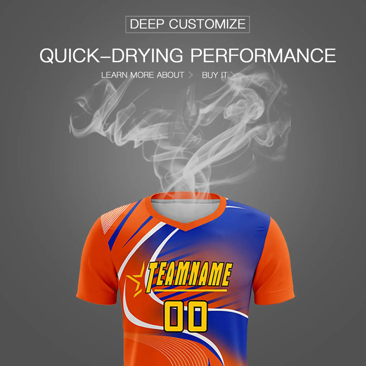 Custom Orange White-Royal Blue Casual Printing Sportswear Soccer Sets Jersey