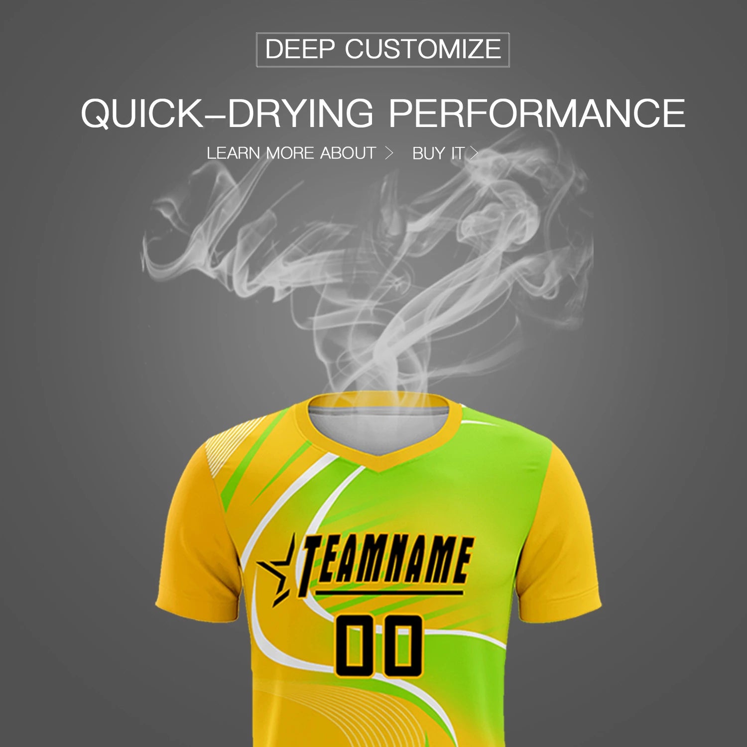 Custom Gold01 White-Neon Green Casual Printing Sportswear Soccer Sets Jersey