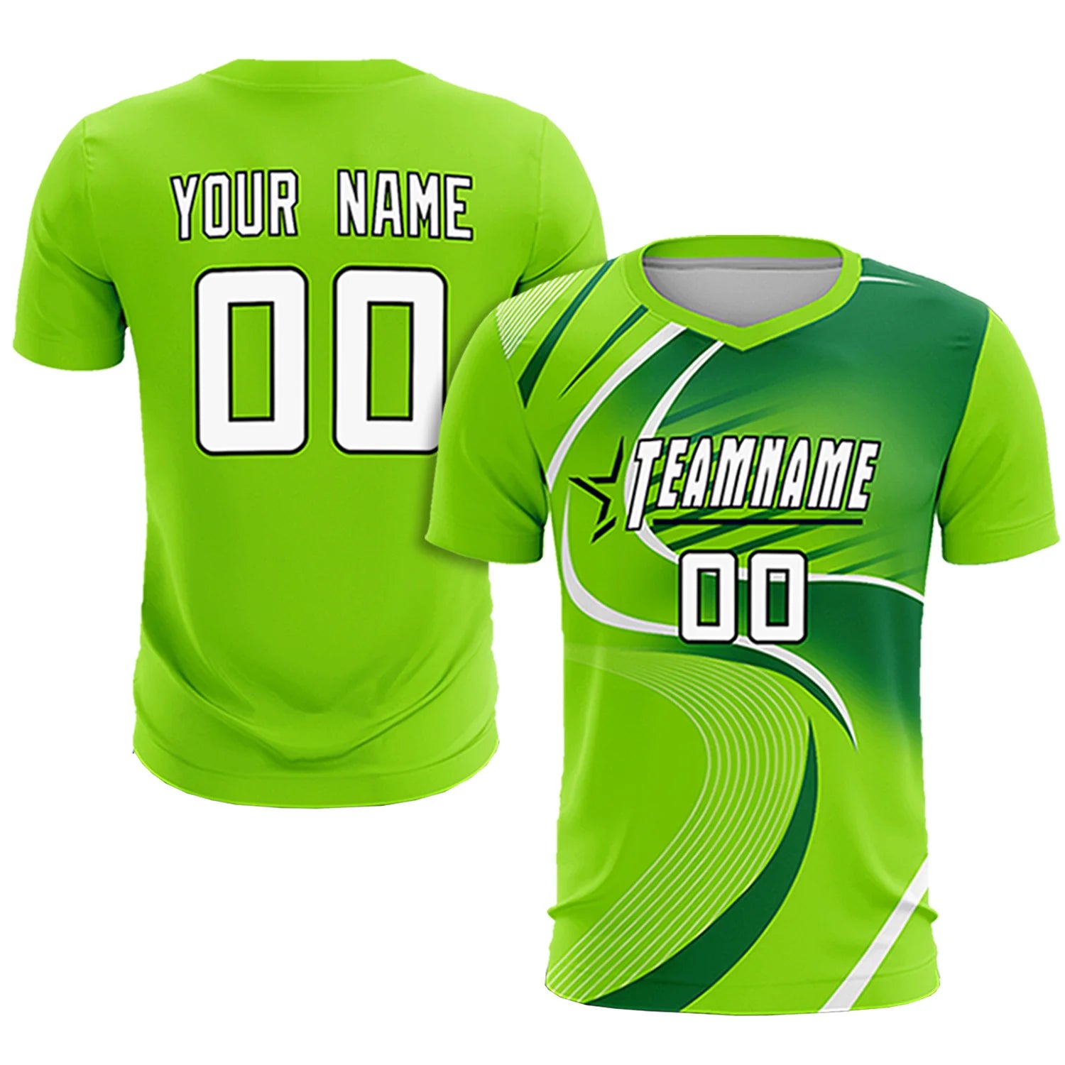 Custom Neon Green White-Kelly Green Casual Printing Sportswear Soccer Sets Jersey