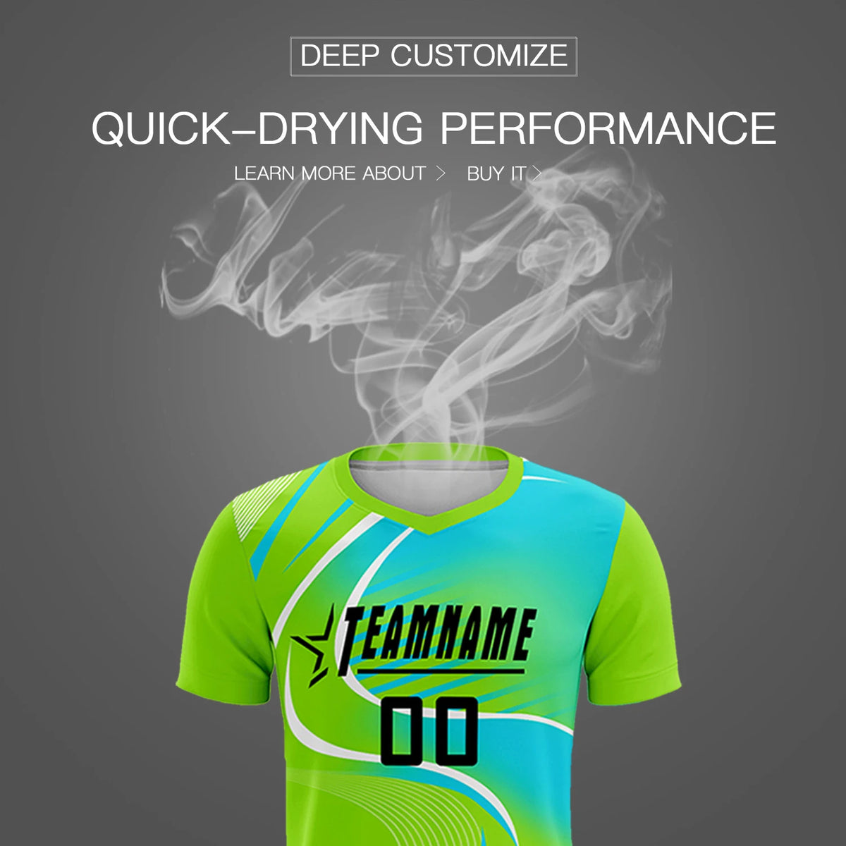 Custom Neon Green White-Sky Blue Casual Printing Sportswear Soccer Sets Jersey