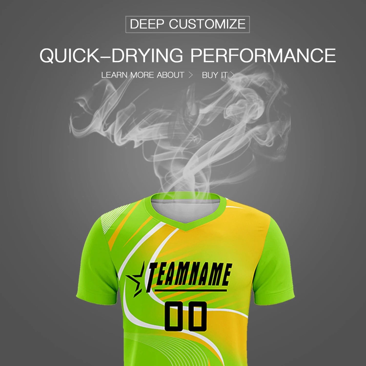 Custom Neon Green White-Gold01 Casual Printing Sportswear Soccer Sets Jersey