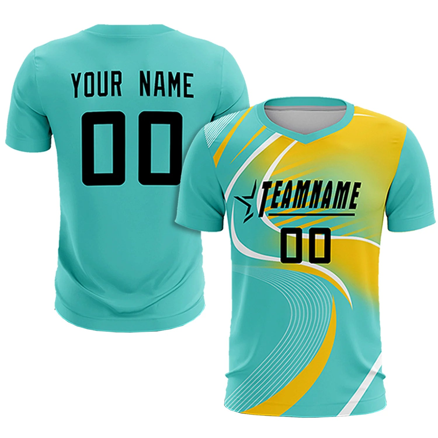 Custom Bright Green White-Gold01 Casual Printing Sportswear Soccer Sets Jersey