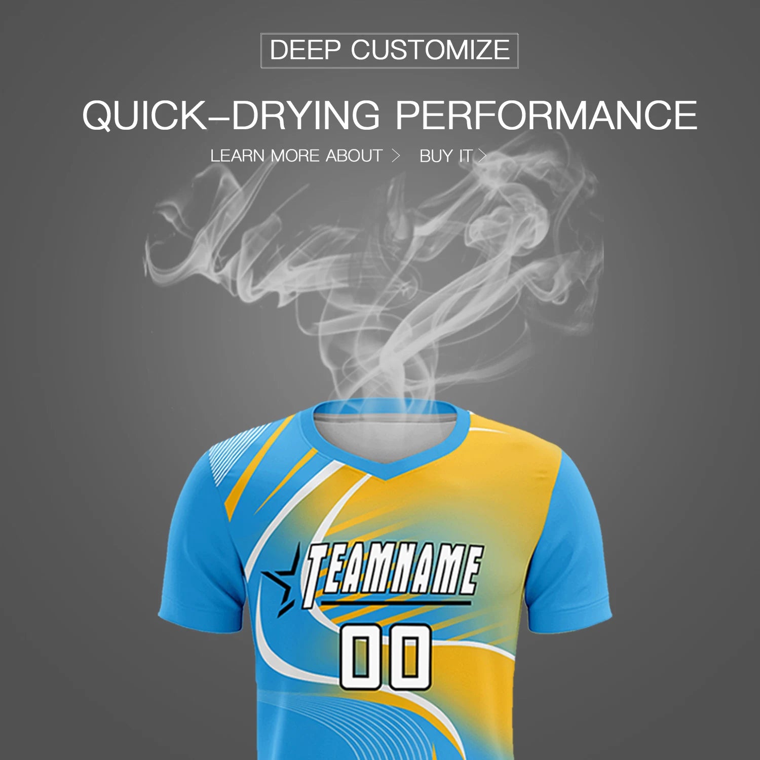 Custom Powder Blue White-Gold01 Casual Printing Sportswear Soccer Sets Jersey