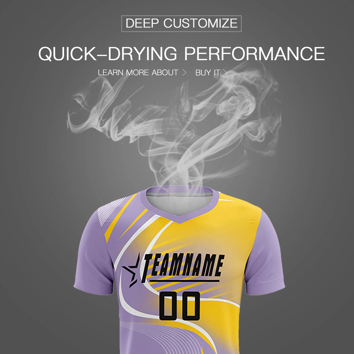 Custom Light Purple White-Gold01 Casual Printing Sportswear Soccer Sets Jersey